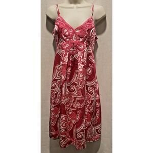 Beth Bowley Anthropologie Pink Dress Floral Paisley Sundress C: 32" W: 26"